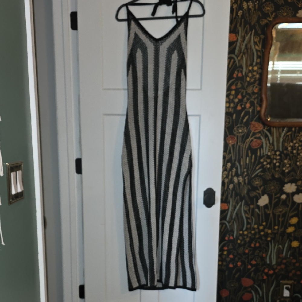 Cupshe Black and White Striped Maxi Dress